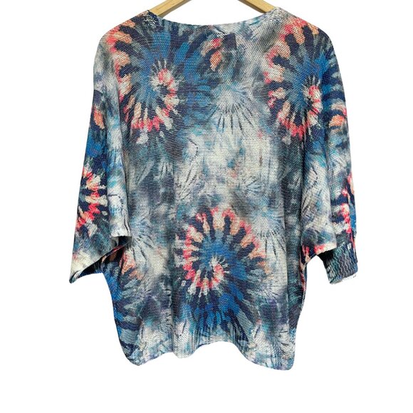 Luisa Ricci Boat Neck Sweater Womens Size L Blue Tie Dye Americana Boho Chic - Picture 6 of 12